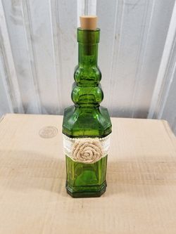 GLASS GREEN BOTTLE DECORATION - HOMEMADE