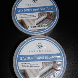 (2X) TREADSAFE Clear Grip Tape for Stairs Showers Slippery Surfaces 2" x 30FT