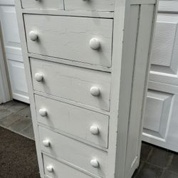 Antique White 7 Drawer Farmhouse Tall Dresser