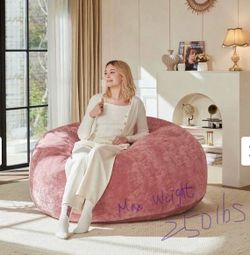 6FT Giant Bean Bag Chair with Memory Foam Filling, Round Flannel Sofa for Adults and Teens, Removable Washable Cover