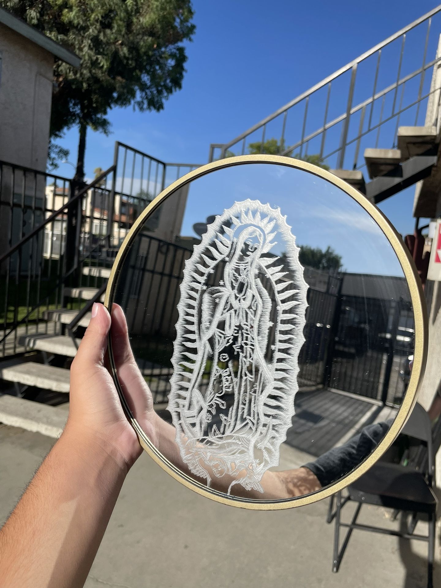 Virgin De Guadalupe Engraved Mirror 