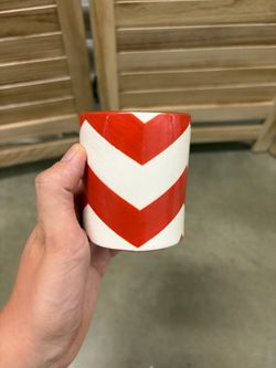 Red and White Chevron Ceramic Cup