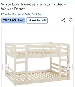 White Twin over twin wood bunk bed