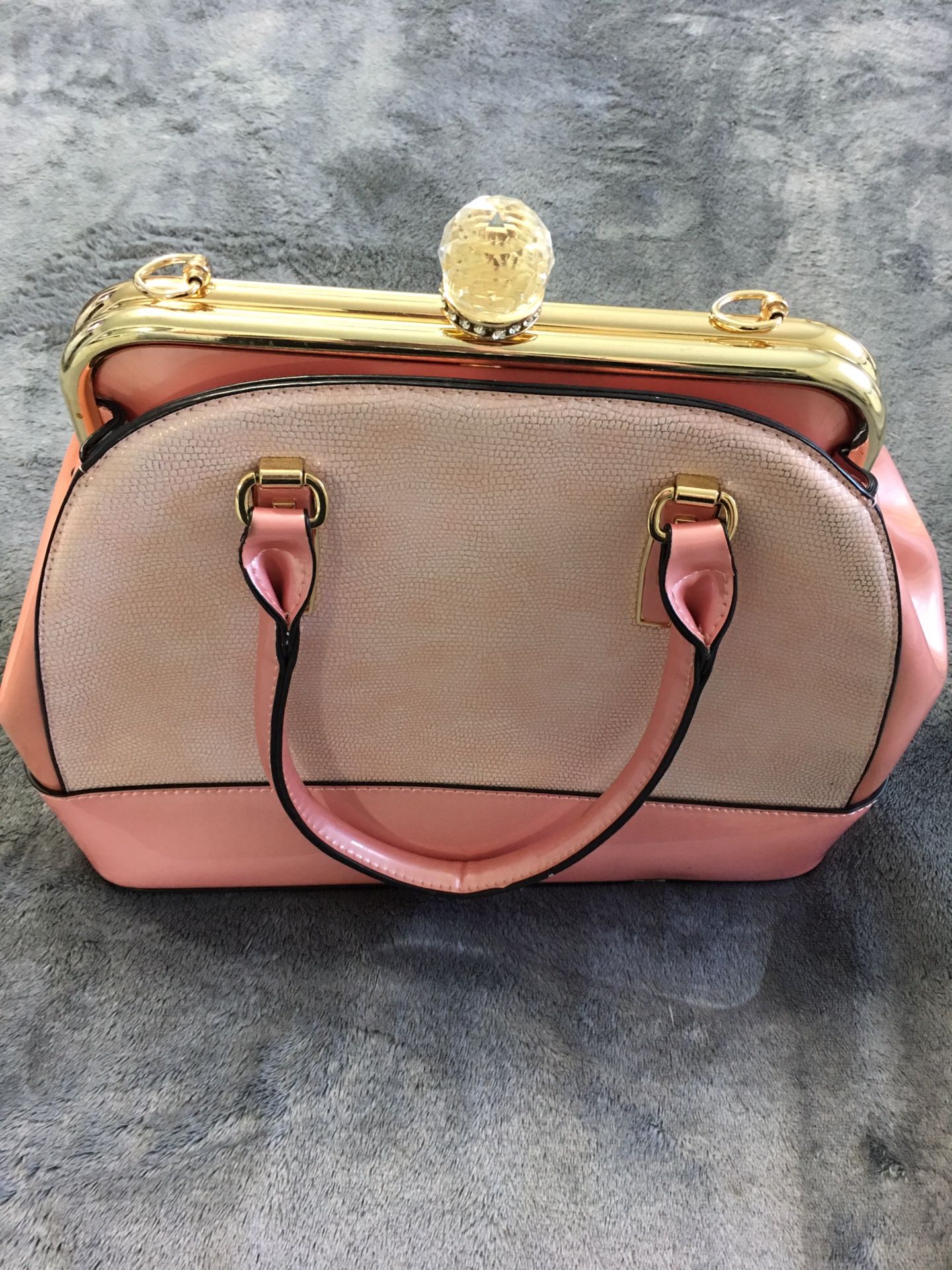 Vintage Pink Snakeskin Handbag