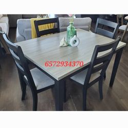 5pc Black And Gray Table Set 48x36x30 "