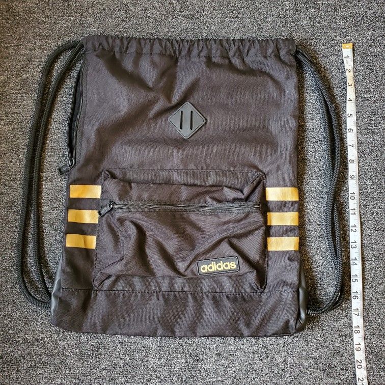 Adidas Unisex Classic 3S Sackpack, Black/Gold, Gym Bag One Size