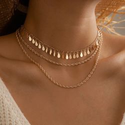 Punk Leaf Tassel Chain Choker Necklace 2021 Trendy Multilayer