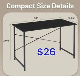 😀 40 inch Computer Desk, Home Office Desk, Modern Simple Style PC Table for Home, Office, Study, Writing, Black