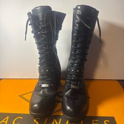 Harley Davidson Tall Lace Up Black Leather Motorcycle Boots Women’s 10M