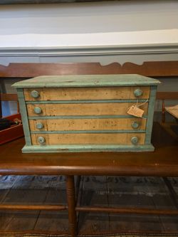 Antique Painted Wood Four-Drawer Spool Chest