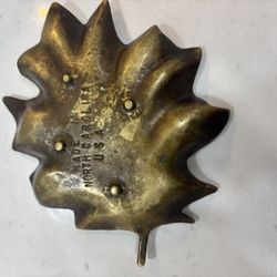 Vintage brass maple leaf dish made In North Carolina