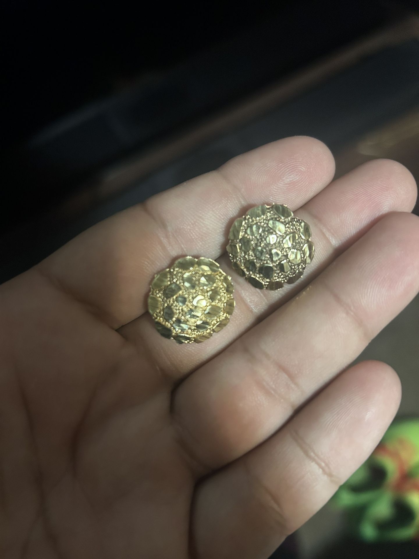 10k Large Turtle Shell Nugget Earrings