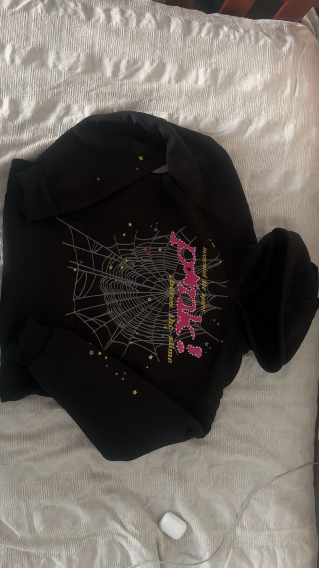 Sp5der Hoodie Black Pink Size Medium