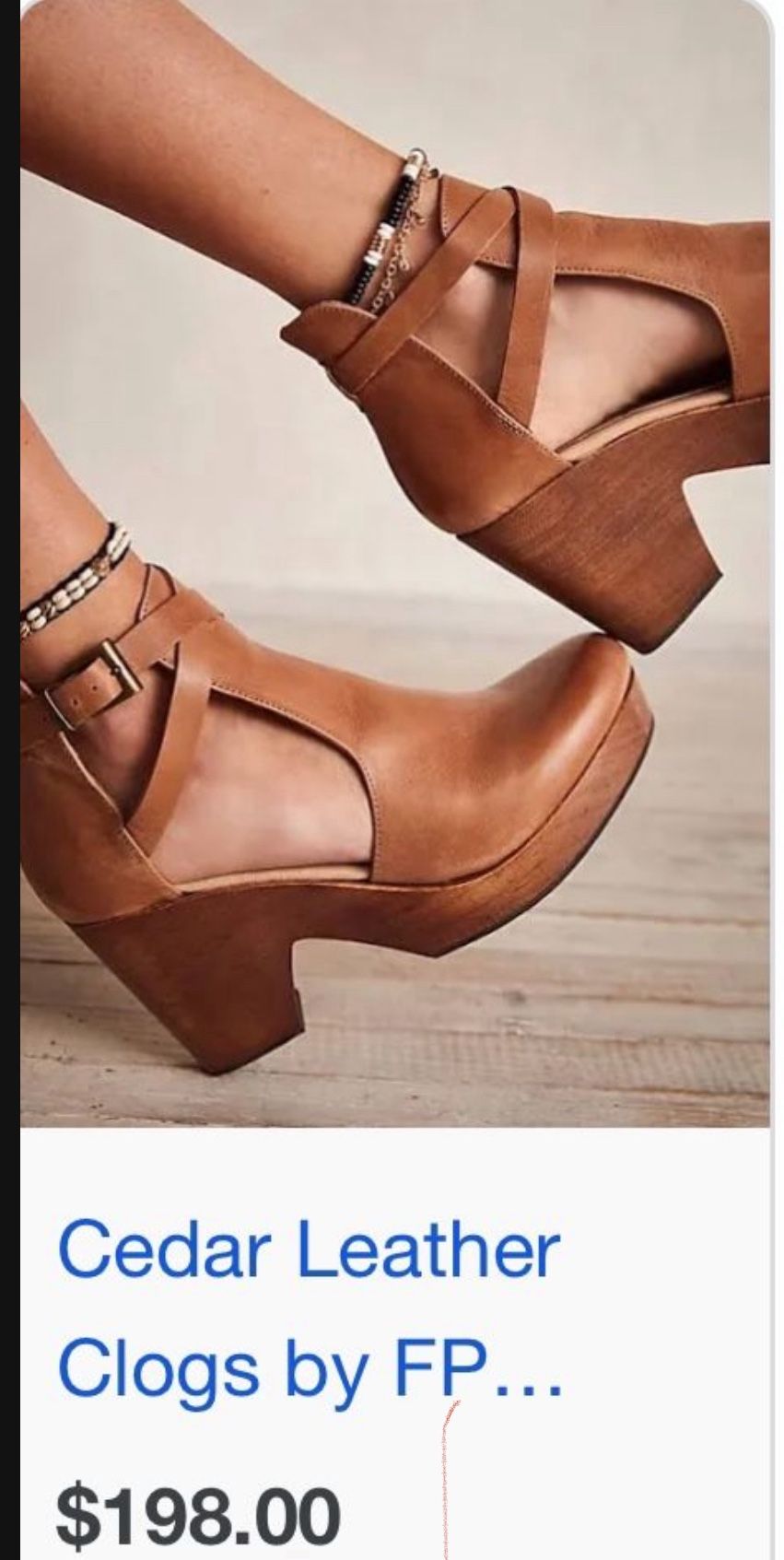 Cedar Leather Clogs By Free People Size 6 
