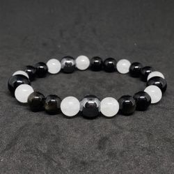 NATURAL Charged Triple  Protection Bracelet(known For: Protection,remove & Block Negativity,wisdom,health Benefits- See Photos)