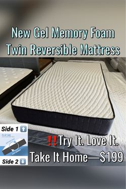 New Gel Memory Foam Twin Reversible Mattress