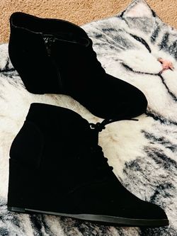Black Wedge Boots