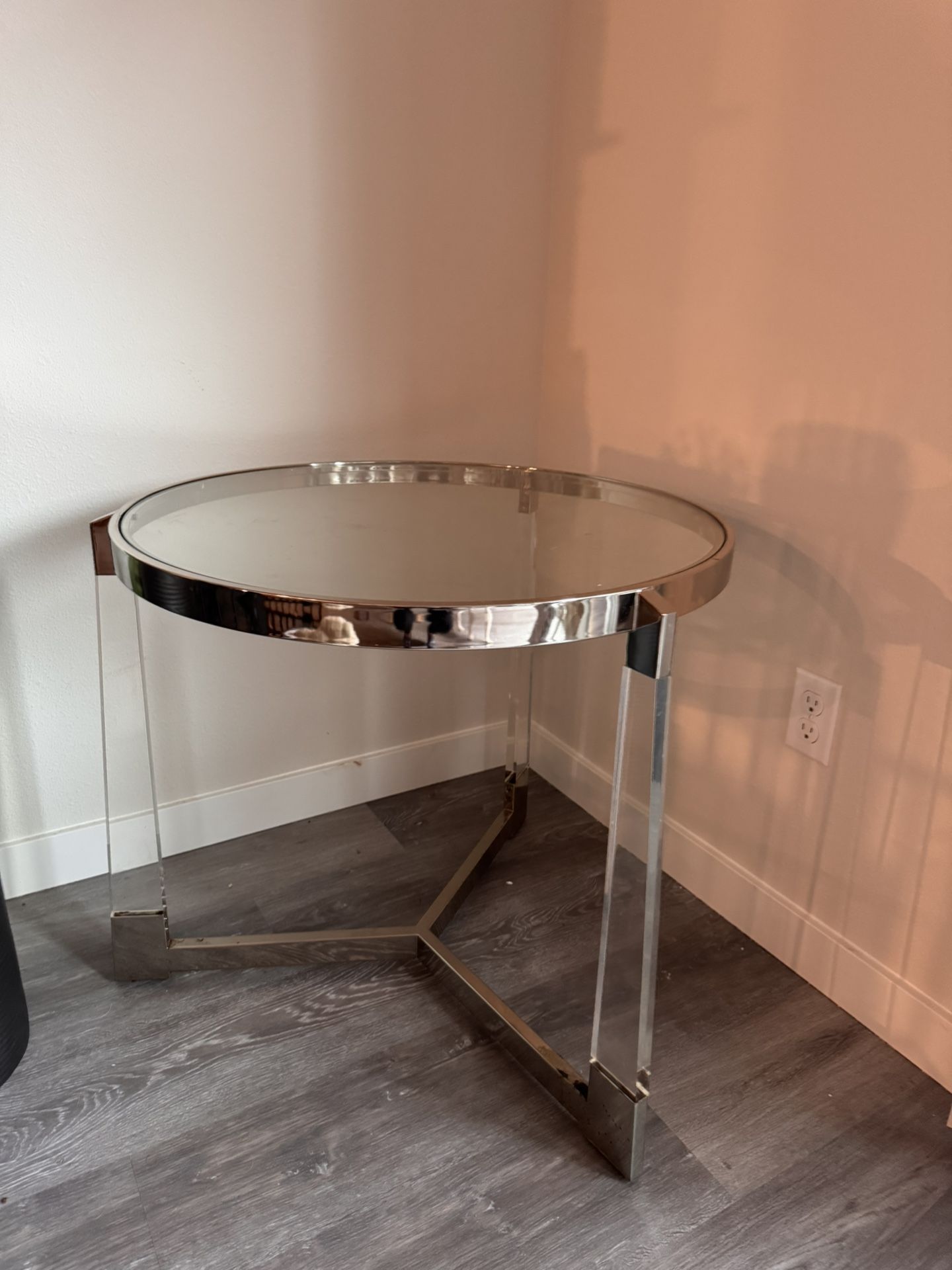 Metal Acrylic Glass Side Table