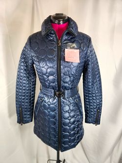 Laundry by Shelli Segal Circle Quilted Belted Coat Navy Blue XS New Without Tags [COPY]