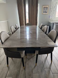 Modern Dining Table Set with 8 Chairs
