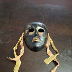 Vintage Solid Brass Wall Decorative Masquerade Mask Made In India 4.75"