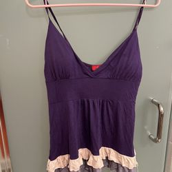 Purple and Pink Ruffle Strap Sleeveless Tank