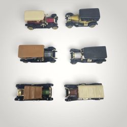 Set of 6 Vintage Miniature Antique Cars – Die-Cast Early 1900s Automobile Models