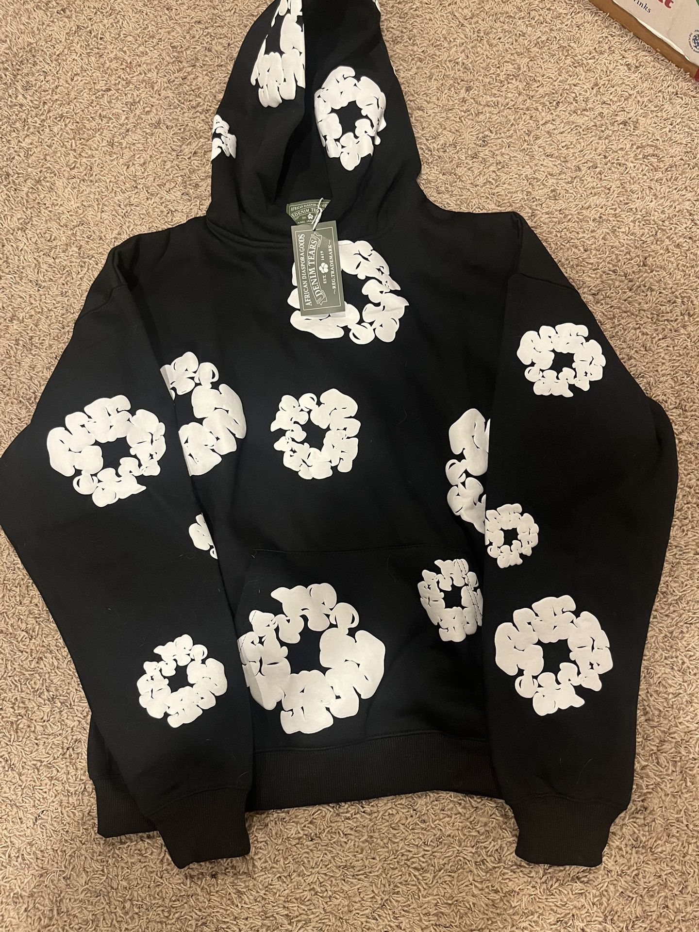 Denim Tear Hoodie Black Size M