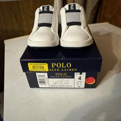 New Polo Ralph Lauren white/Green/Navy Heritage Court II Slip On Unisex Toddler Sneakers Size 4