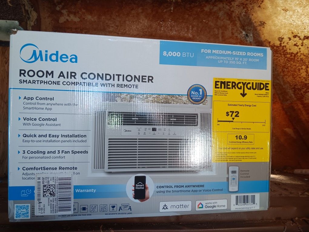 Midea bluetooth wondow AC unit. 8000 btu
