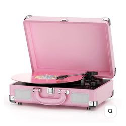Pink suitcase record player