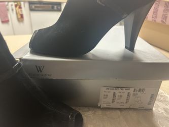 Peep Toe Black Suede Heel Short Ankle Boots