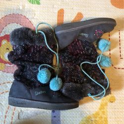 Skechers Girls Light Up Fur Boots