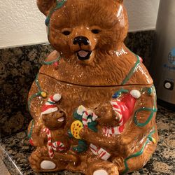 Vintage Ceramic Christmas Cookie Jar