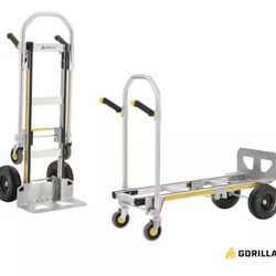 Gorilla 1,000 lbs. Capacity Convertible All Aluminum Hand Truck with Multi-Grip Power Handle, Wide Load Toe Plate Technology