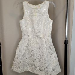 Frenchi Size 3 Fit and Flare White Silver Formal Skater Mini Cocktail Dress by Nordstrom