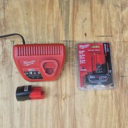 Milwakee M12 Charger & Two Batteries