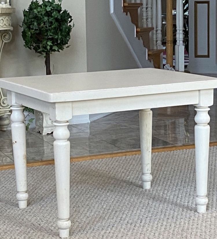 Solid White Wood End Table