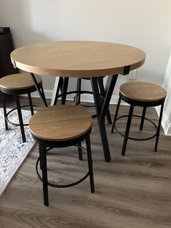 Pub Style Kitchen Table with Four Stools