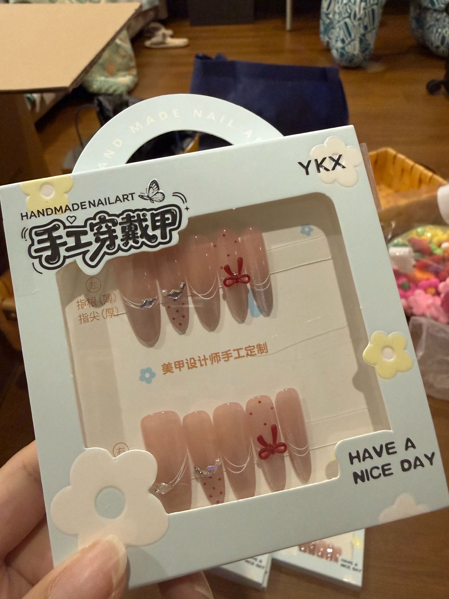 Cute Handmade Press-On Nails – Kawaii / Coquette Nail Set – New