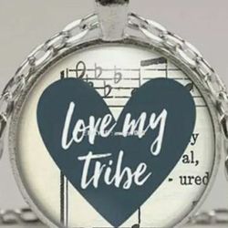NEW Vintage Love My Tribe Glass Chain Pendant Necklace 