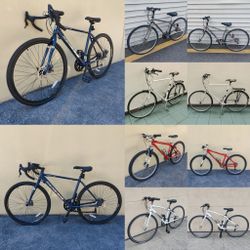 5 Hybrid Gravel/Road/Mountain Bikes - Specialized, Giant, Trek, Jamis, Raleigh - Disc Brakes, Tuned!, Real To Ride! - 26", 28", 700c Tires - OFFERS!