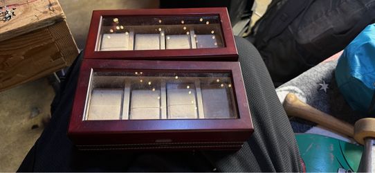 Wood Watch Display Box with Glass Lid