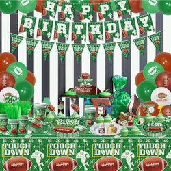 Football Birthday Party Decorations Football Party Supplies Set Touch Down Plate Napkin Tailgate Banner for Sport Theme Birthday Party Gameday Party D