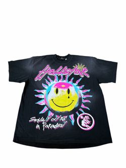 Hellstar Men’s Black L Crew Neck Short Sleeve Smiley Logo Graphic T-Shirt