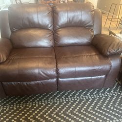 Brown Leather Sofa And Love Seat 