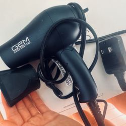 GEM Glamour Energy Magic Folding Handle Travel Hair Dryer.  