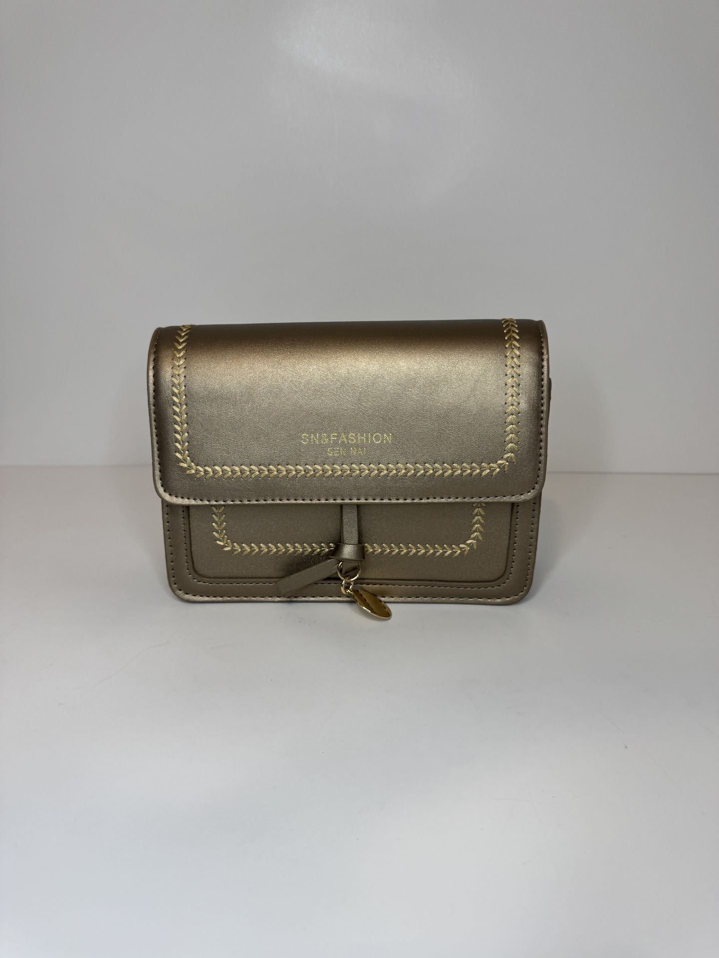Women's Gold Crossbody Bag with Wide Strap