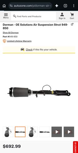 Air Suspension Strut Assembly - Mercedes GL320-500, ML320-500, F. Driver #949850