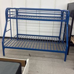 Twin Over Full Metallic Bunk Bed Blue 